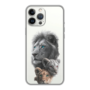 Силиконовый чехол на Iphone 13 Pro с принтом Львы