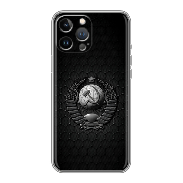 Силиконовый чехол на Iphone 13 Pro с принтом Герб Флаг СССР