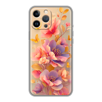 Силиконовый чехол на Iphone 13 Pro с принтом Цветы и бабочки Силиконовый чехол на Iphone 13 Pro с принтом Цветы и бабочки