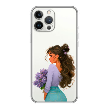 Силиконовый чехол на Iphone 13 Pro с принтом девушка цветы Силиконовый чехол на Iphone 13 Pro с принтом девушка цветы