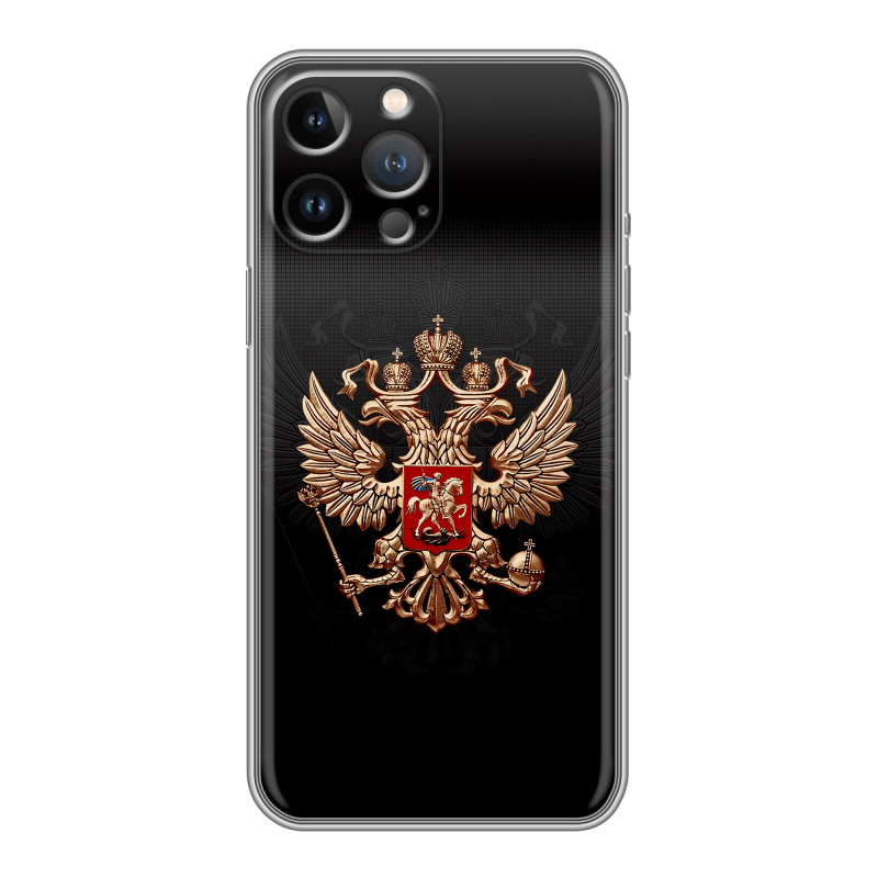 Силиконовый противоударный чехол на Iphone 13 Pro с принтом Герб России Силиконовый противоударный чехол на Iphone 13 Pro с принтом Герб России