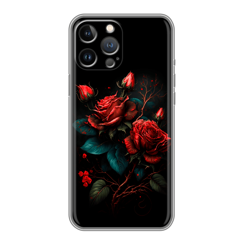 Силиконовый противоударный чехол на Iphone 13 Pro с принтом Розы красные Силиконовый противоударный чехол на Iphone 13 Pro с принтом Розы красные