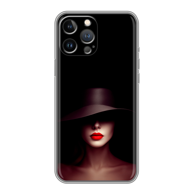 Силиконовый противоударный чехол на Iphone 13 Pro с принтом Девушка в шляпе Силиконовый противоударный чехол на Iphone 13 Pro с принтом Девушка в шляпе