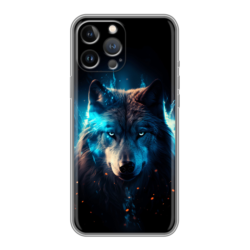 Силиконовый чехол на Iphone 13 Pro с принтом Волк ночной Силиконовый чехол на Iphone 13 Pro с принтом Волк ночной