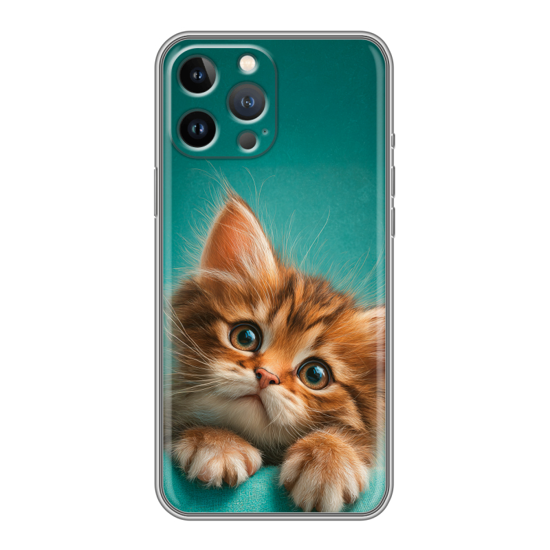 Силиконовый чехол на Iphone 13 Pro с принтом котенок Силиконовый чехол на Iphone 13 Pro с принтом котенок