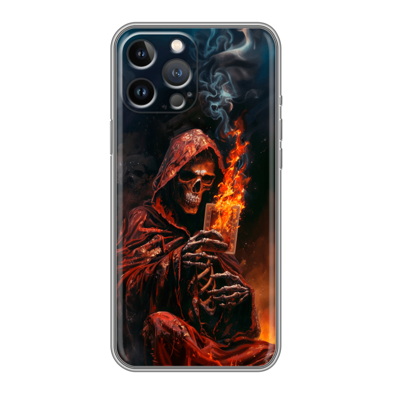 Силиконовый чехол на Iphone 13 Pro с принтом Скелет и карты Силиконовый чехол на Iphone 13 Pro с принтом Скелет и карты