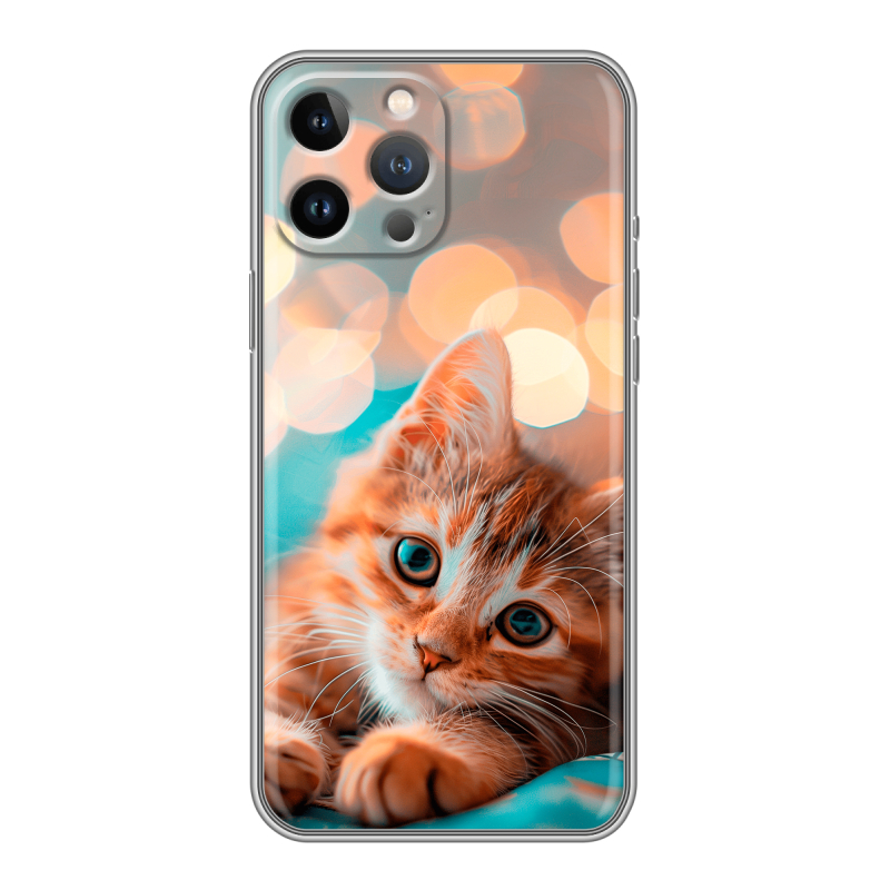 Силиконовый противоударный чехол на Iphone 13 Pro с принтом котик Силиконовый противоударный чехол на Iphone 13 Pro с принтом котик