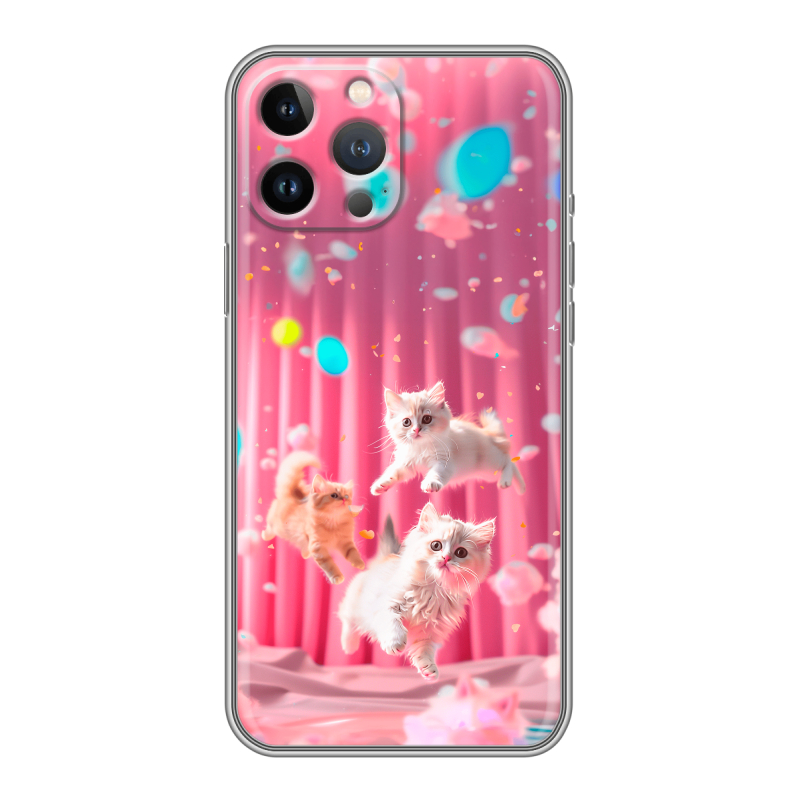 Силиконовый чехол на Iphone 13 Pro с принтом милые котики Силиконовый чехол на Iphone 13 Pro с принтом милые котики