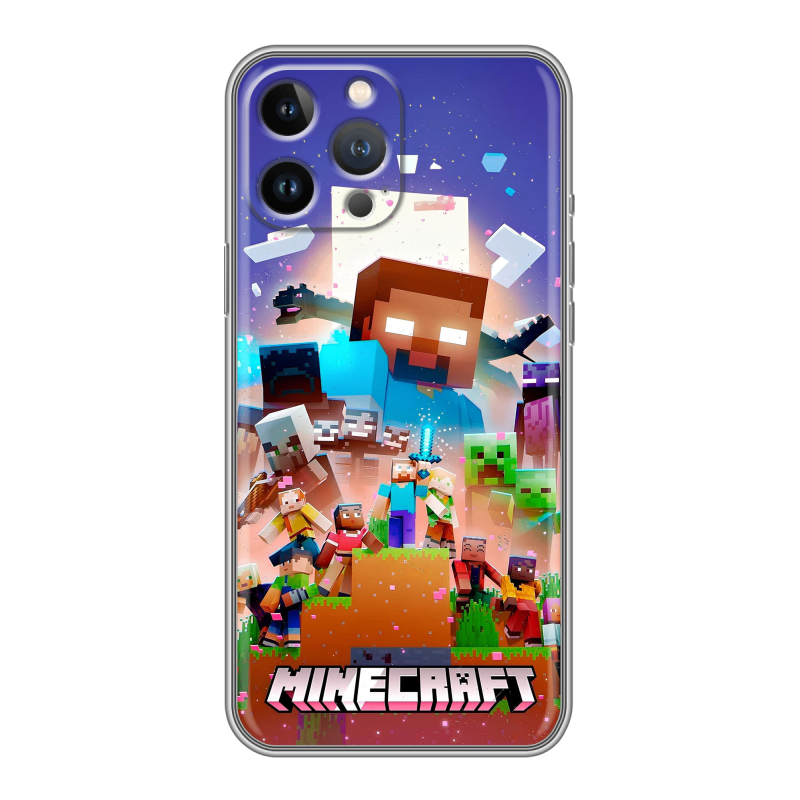 Силиконовый чехол на Iphone 13 Pro с принтом Майнкрафт Minecraft Силиконовый чехол на Iphone 13 Pro с принтом Майнкрафт Minecraft