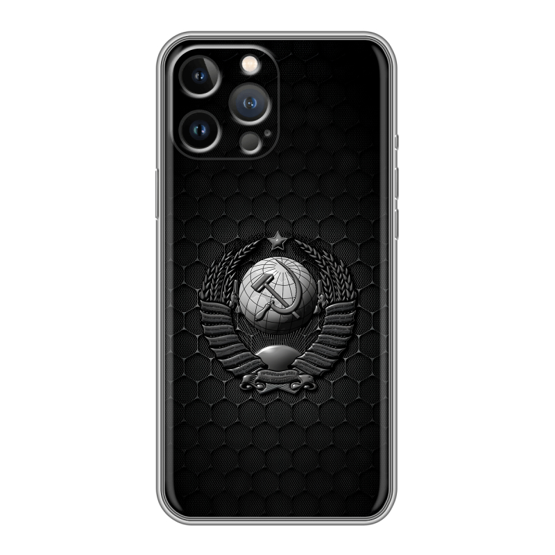 Силиконовый чехол на Iphone 13 Pro с принтом Герб Флаг СССР Силиконовый чехол на Iphone 13 Pro с принтом Герб Флаг СССР