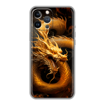 Силиконовый чехол на Iphone 13 Pro Max с принтом Золотой дракон Силиконовый чехол на Iphone 13 Pro Max с принтом Золотой дракон