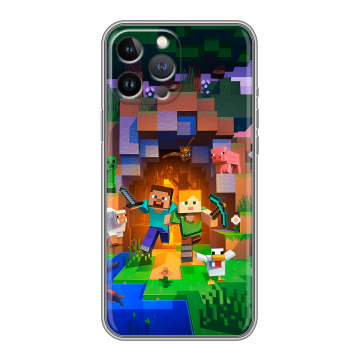 Силиконовый чехол на Iphone 13 Pro Max с принтом Майнкрафт Minecraft Силиконовый чехол на Iphone 13 Pro Max с принтом Майнкрафт Minecraft