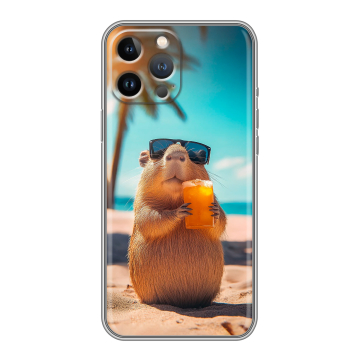 Силиконовый чехол на Iphone 13 Pro Max с принтом Капибара Силиконовый чехол на Iphone 13 Pro Max с принтом Капибара