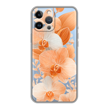 Силиконовый чехол на Iphone 13 Pro Max с принтом Бежевые цветы
