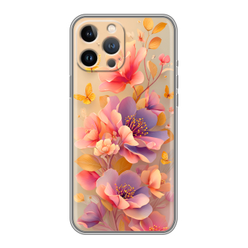 Силиконовый чехол на Iphone 13 Pro Max с принтом Цветы и бабочки