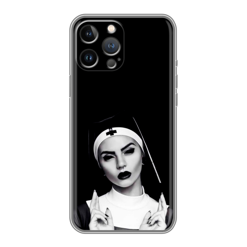 Силиконовый чехол на Iphone 13 Pro Max с принтом монашка Силиконовый чехол на Iphone 13 Pro Max с принтом монашка