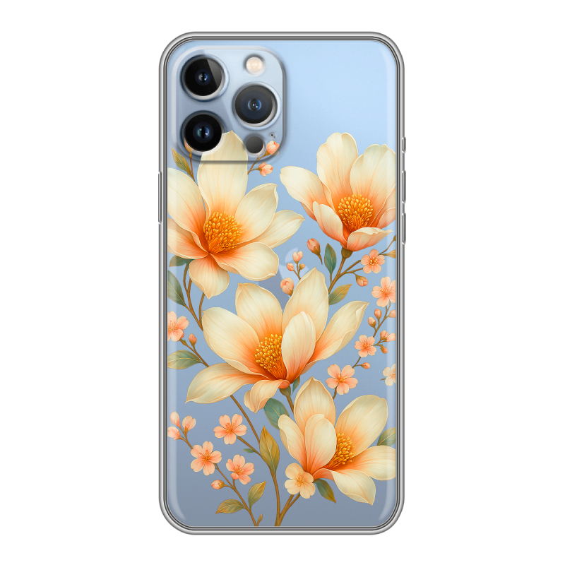 Силиконовый противоударный чехол на Iphone 13 Pro Max с принтом Цветы Силиконовый противоударный чехол на Iphone 13 Pro Max с принтом Цветы