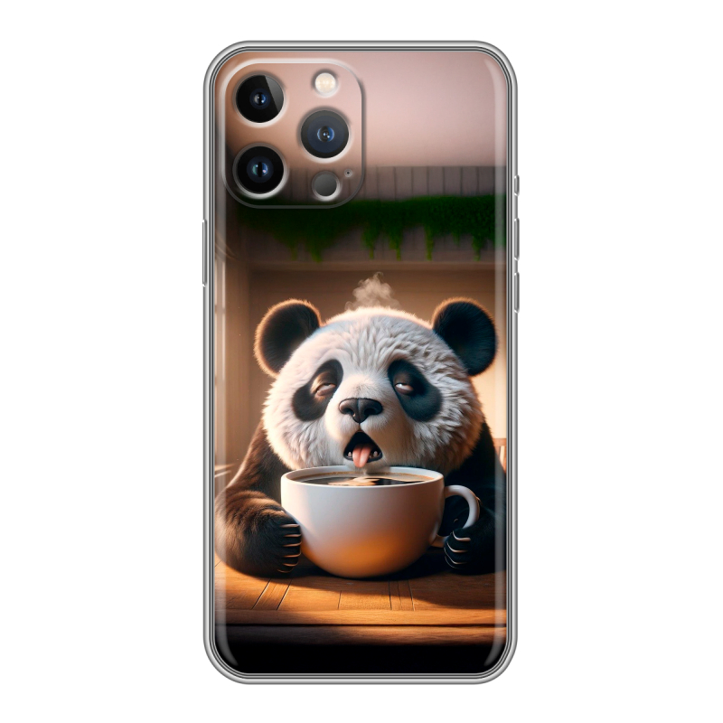 Силиконовый противоударный чехол на Iphone 13 Pro Max с принтом смешная панда Силиконовый противоударный чехол на Iphone 13 Pro Max с принтом смешная панда