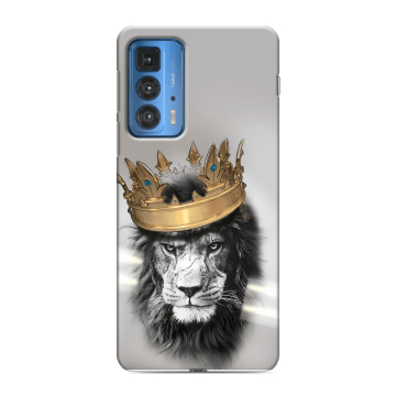 Силиконовый чехол на Motorola Edge 20 Pro с принтом Лев с короной Силиконовый чехол на Motorola Edge 20 Pro с принтом Лев с короной