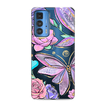 Силиконовый чехол на Motorola Edge 20 Pro с принтом Бабочки и цветы