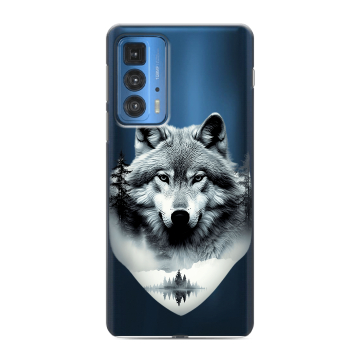 Силиконовый чехол на Motorola Edge 20 Pro с принтом Волк в лесу