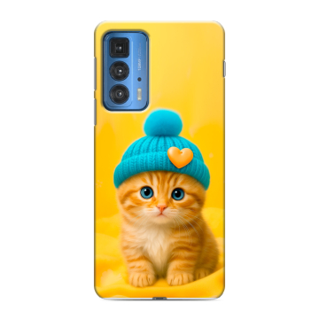 Силиконовый чехол на Motorola Edge 20 Pro с принтом Котенок в шапке