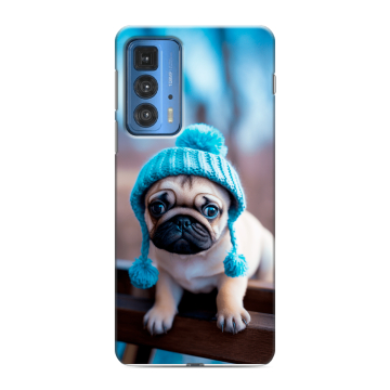 Силиконовый чехол на Motorola Edge 20 Pro с принтом Мопс в шапке