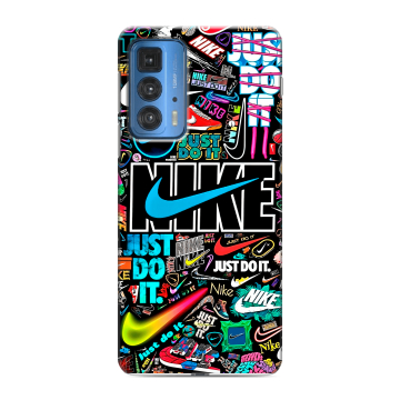 Силиконовый чехол на Motorola Edge 20 Pro с принтом найк nike черный