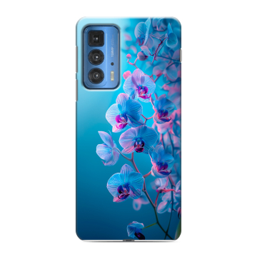 Силиконовый чехол на Motorola Edge 20 Pro с принтом голубые орхидеи