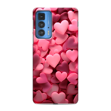 Силиконовый чехол на Motorola Edge 20 Pro с принтом розовые сердечки