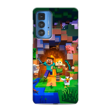 Силиконовый чехол на Motorola Edge 20 Pro с принтом Майнкрафт Minecraft