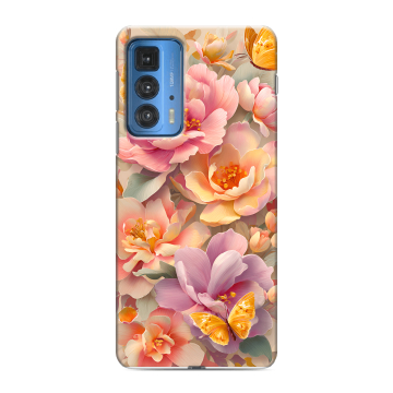 Силиконовый чехол на Motorola Edge 20 Pro с принтом Цветы и бабочки