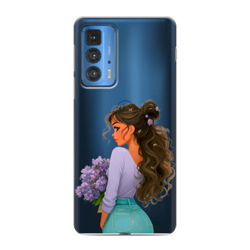 Силиконовый чехол на Motorola Edge 20 Pro с принтом девушка цветы