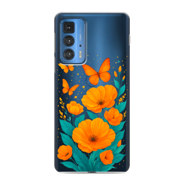 Силиконовый чехол на Motorola Edge 20 Pro с принтом цветы бабочки