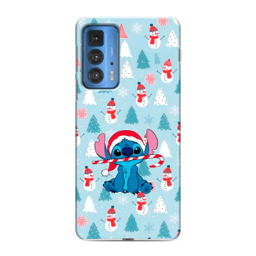 Силиконовый чехол на Motorola Edge 20 Pro с принтом Стич Новый год