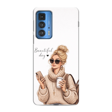 Силиконовый чехол на Motorola Edge 20 Pro с принтом женский