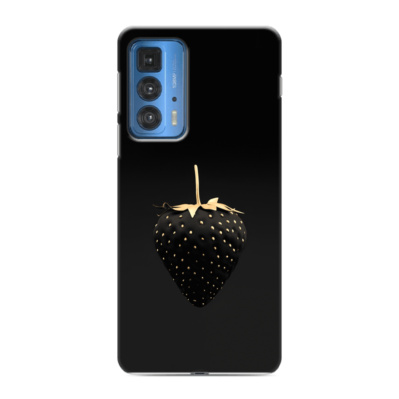 Силиконовый противоударный чехол на Motorola Edge 20 Pro с принтом Черная клубника Силиконовый противоударный чехол на Motorola Edge 20 Pro с принтом Черная клубника