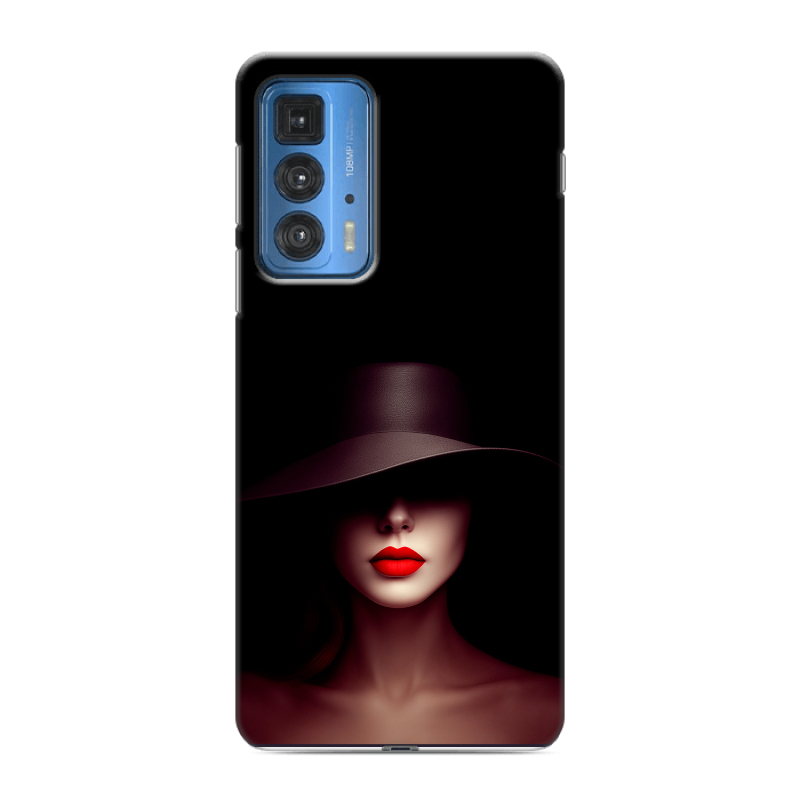 Силиконовый противоударный чехол на Motorola Edge 20 Pro с принтом Девушка в шляпе Силиконовый противоударный чехол на Motorola Edge 20 Pro с принтом Девушка в шляпе