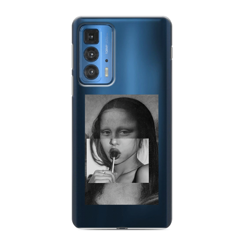 Силиконовый противоударный чехол на Motorola Edge 20 Pro с принтом Мона Лиза Силиконовый противоударный чехол на Motorola Edge 20 Pro с принтом Мона Лиза
