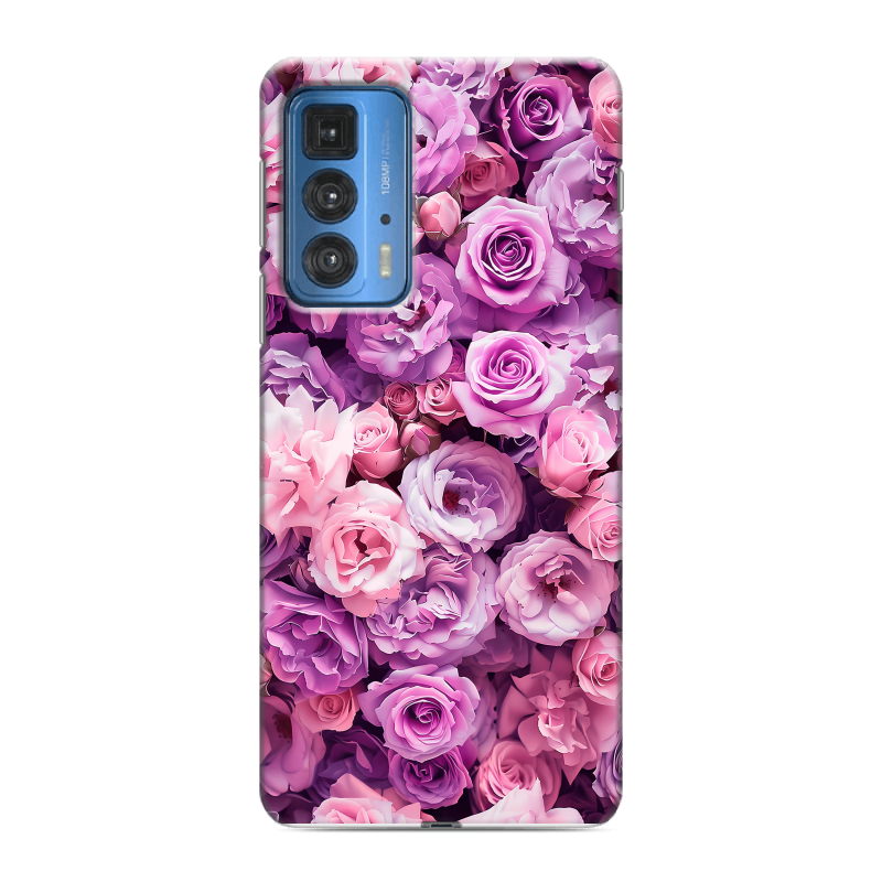 Силиконовый противоударный чехол на Motorola Edge 20 Pro с принтом лавандовые розы Силиконовый противоударный чехол на Motorola Edge 20 Pro с принтом лавандовые розы
