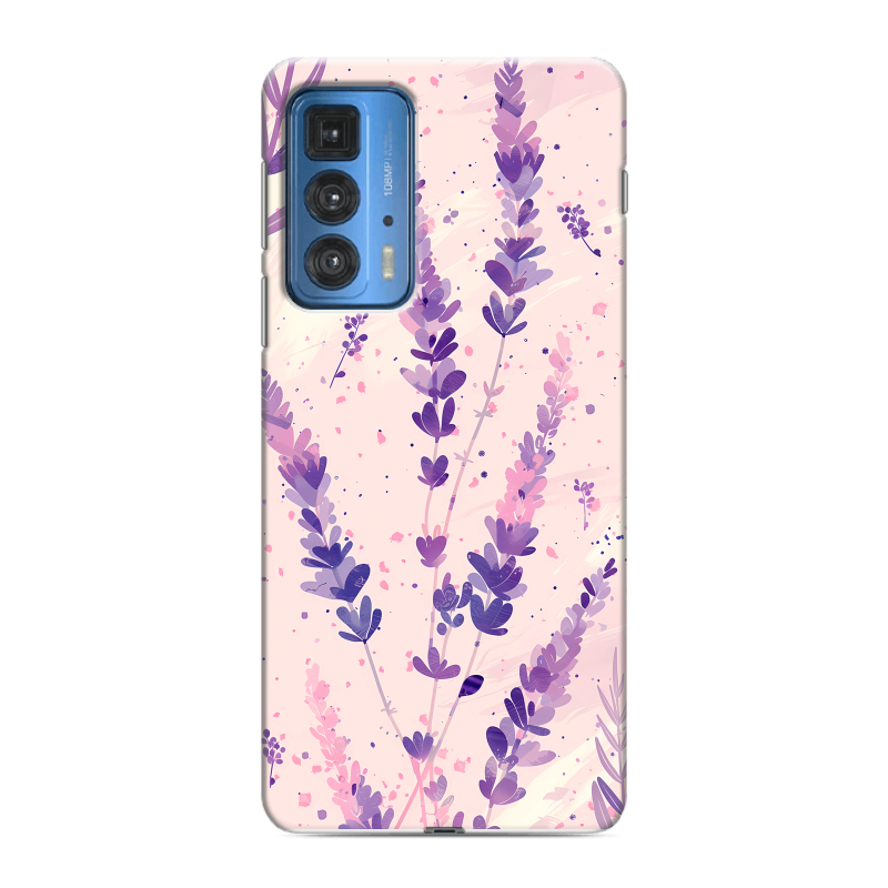 Силиконовый чехол на Motorola Edge 20 Pro с принтом цветы лаванда Силиконовый чехол на Motorola Edge 20 Pro с принтом цветы лаванда