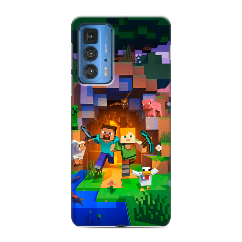 Силиконовый чехол на Motorola Edge 20 Pro с принтом Майнкрафт Minecraft Силиконовый чехол на Motorola Edge 20 Pro с принтом Майнкрафт Minecraft