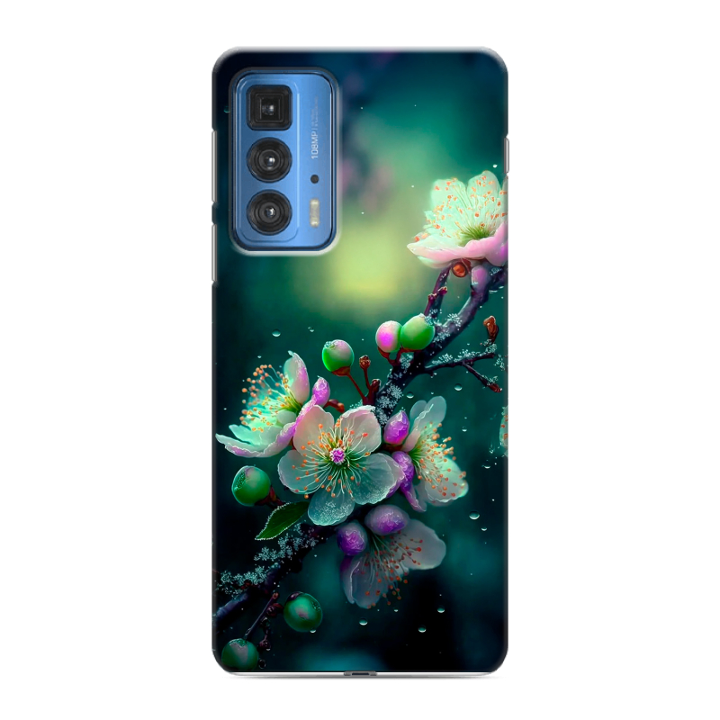 Силиконовый чехол на Motorola Edge 20 Pro с принтом Цветы и мрамор Силиконовый чехол на Motorola Edge 20 Pro с принтом Цветы и мрамор