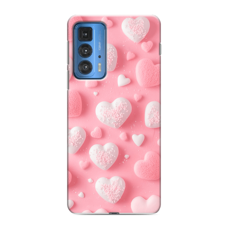 Силиконовый противоударный чехол на Motorola Edge 20 Pro с принтом Сердечки Силиконовый противоударный чехол на Motorola Edge 20 Pro с принтом Сердечки