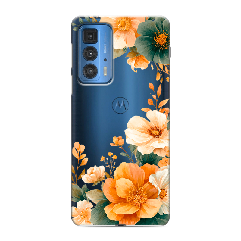 Силиконовый противоударный чехол на Motorola Edge 20 Pro с принтом Цветы принт Силиконовый противоударный чехол на Motorola Edge 20 Pro с принтом Цветы принт