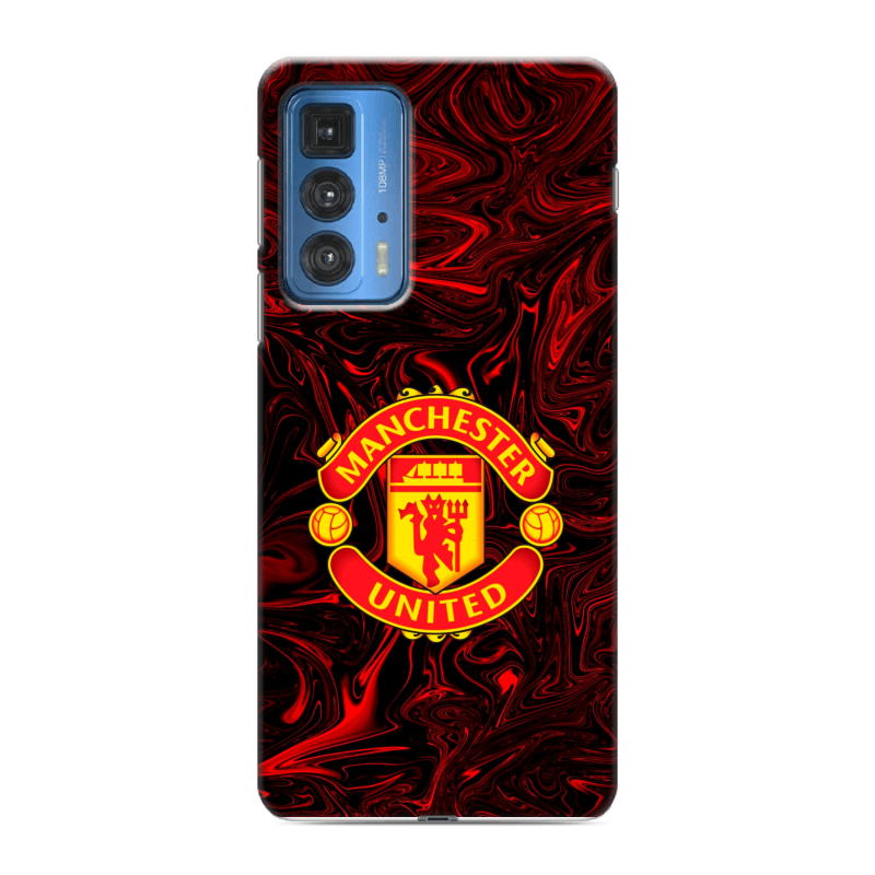 Силиконовый противоударный чехол на Motorola Edge 20 Pro с принтом Manchester United Силиконовый противоударный чехол на Motorola Edge 20 Pro с принтом Manchester United