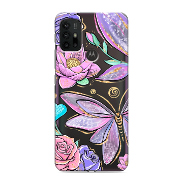 Силиконовый чехол на Motorola Moto G30 с принтом Бабочки и цветы