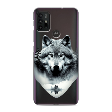 Силиконовый чехол на Motorola Moto G30 с принтом Волк в лесу