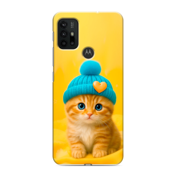 Силиконовый чехол на Motorola Moto G30 с принтом Котенок в шапке