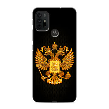 Силиконовый чехол на Motorola Moto G30 с принтом Герб России желтый
